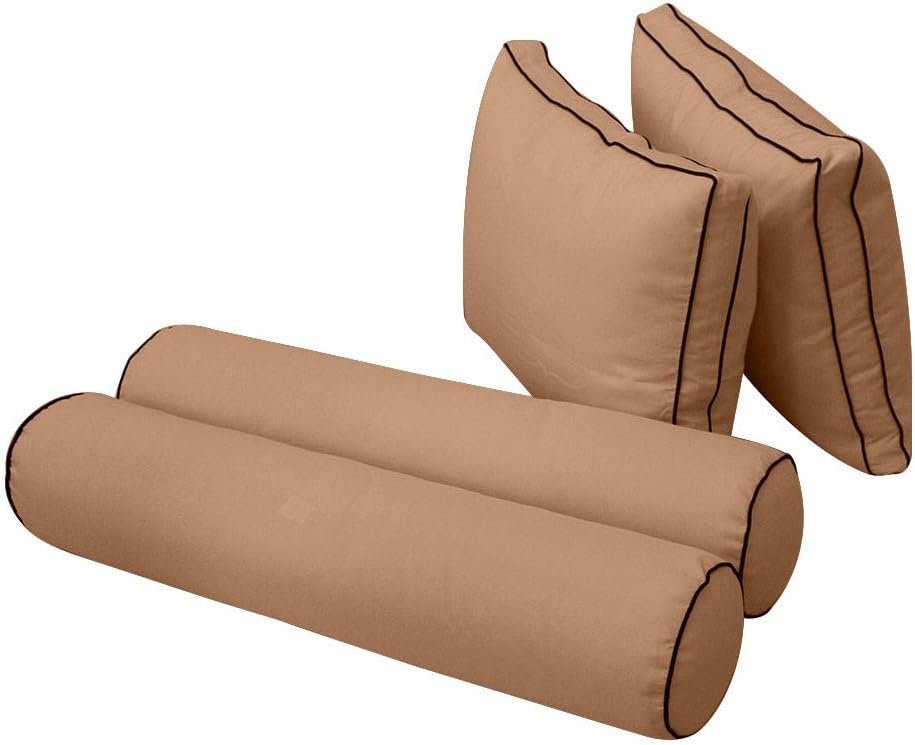 Prolinemax Style1 Crib Size 5PC Contrast Pipe Trim Outdoor Daybed Mattress Cushion Bolster Pillow Complete Set AD104