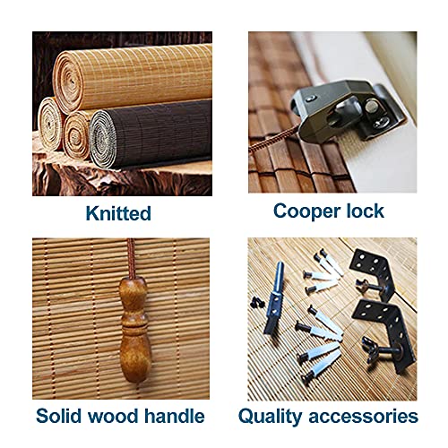 Letau Wood Window Roman Shades, Top Down Bottom Up Bamboo Light Filtering Window Blinds, Pattern 6 #TOP4