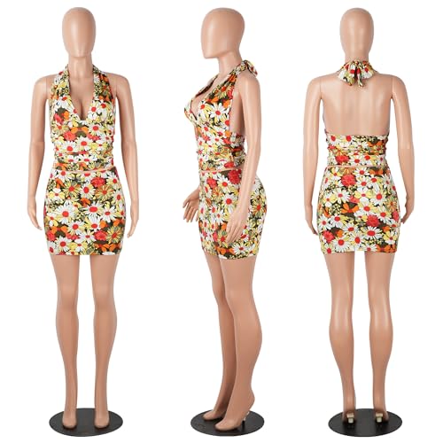 Image of PORRCEY Women Sexy Casual 2 Piece Leopard Cheetah Print Mini Dress