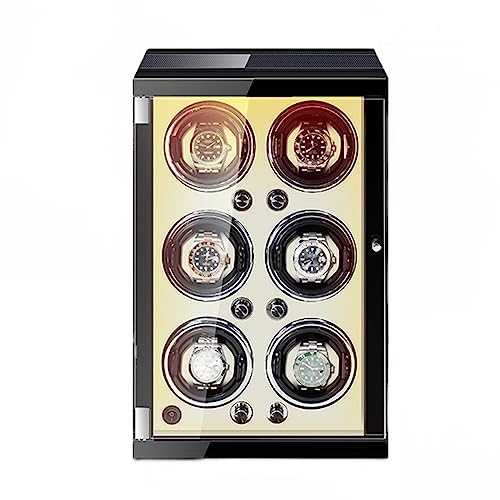 Watch Winder Enrollador de Reloj para 6 Relojes automáticos Vitrina de Reloj mecánico automático Desbloqueo de Huellas Dactilares Iluminación LED Organizador Flexible de Almohadas para Reloj Watch