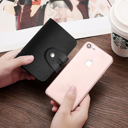 Image of Kraptick Card Holder Wallet - Slim Credit Card Holder, Visiting Card Organizer, Multi Slot Pocket Card Wallet with Secure Closure, Compact Travel Card Case (Blue&Black)