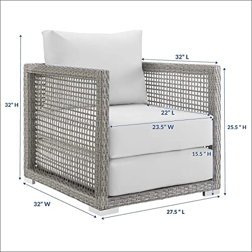 Modway-Aura-Wicker-Rattan-Outdoor-Patio-Arm-Chair-with-Cushions-in-Gray-White Modway Aura Wicker Rattan Outdoor Patio Arm Chair with Cushions in Gray White