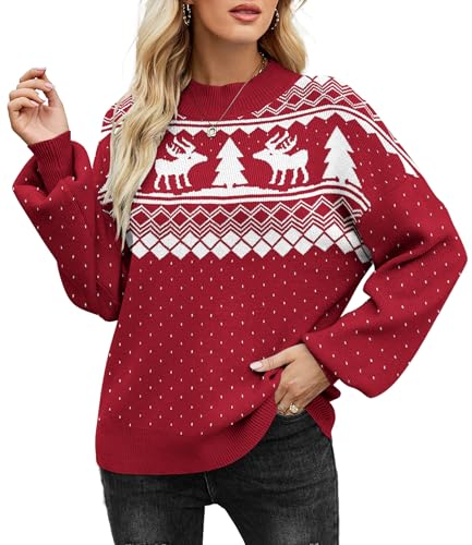Zeagoo Rollkragenpullover Damen Weihnachts Pullover Winter...