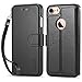 iPhone 7 Case, iPhone 7 Wallet Case, TUCCH Leather Wallet Phone Case [Card Slot] [Flip] [Wallet] [Stand] [Wrist Strap] Carry-All Case for Apple iPhone 7 Devices (4.7 Inch), Black