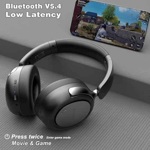 LC40 Hybrid Active Noise Cancelling Wireless Bluetooth Headphones Over Ear, 100H Playtime, EQ Modes, Game Mode, Transparency Mode, Fast Charging, Comfort Fit for Travel/Office/Gaming - Image 6