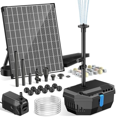 NFESOLAR 20W Solar Pond Filter Kit with Fountain Pump, 160 GPH Solar Pond Pump & Outdoor Filter Box, Submersible Water Pump with 16.5FT Cable & 6.6FT Tubing for Koi Pond, Fish Tank, Garden Fountain