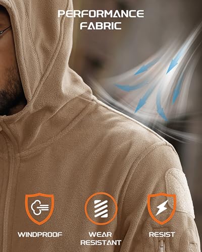 MAGCOMSEN Men's Military Tactical Jacket Warm Fleece Hoodies Sport Outdoor Winter Coats Windbreaker - Image 4