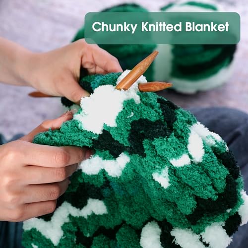 Image of MABOZOO Tie Dye Chunky Yarn for Crocheting 8 Pack,Green,Black,White Fluffy Jumbo Chenille Yarn,Soft Plush Yarn Bulky,Giant Thick Fuzzy Yarn for Hand Knitting or Arm Knitting (26 yds,7.5 oz Each Skein)