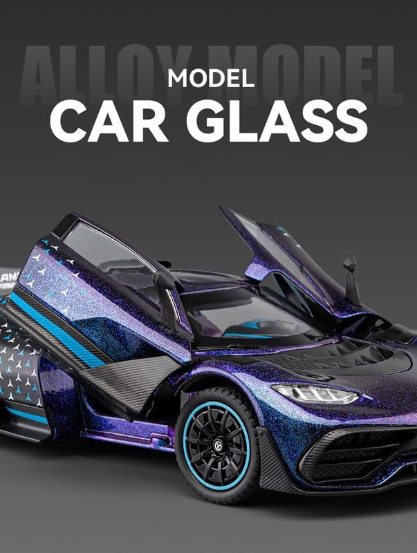 Image of Model 1:24 Mercedes Benz AMG ONE Model Alloy Metal Pull Back Die-cast Car Openable Doors with Sound and Light Vehicle Car Toy for Kids - Multicolor