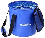 Leader Accessories 10L 16L 23L Lightweight & Durable Portable Collapsible Bucket Folding Water Container Wash Basin with Lid for for Camping Travel Hiking and Gardening