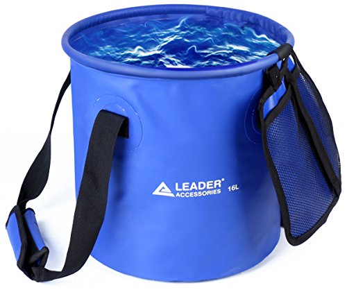 Leader Accessories 10L 16L 23L Lightweight & Durable Portable Collapsible Bucket Folding Water Container Wash Basin with Lid for for Camping Travel Hiking and Gardening