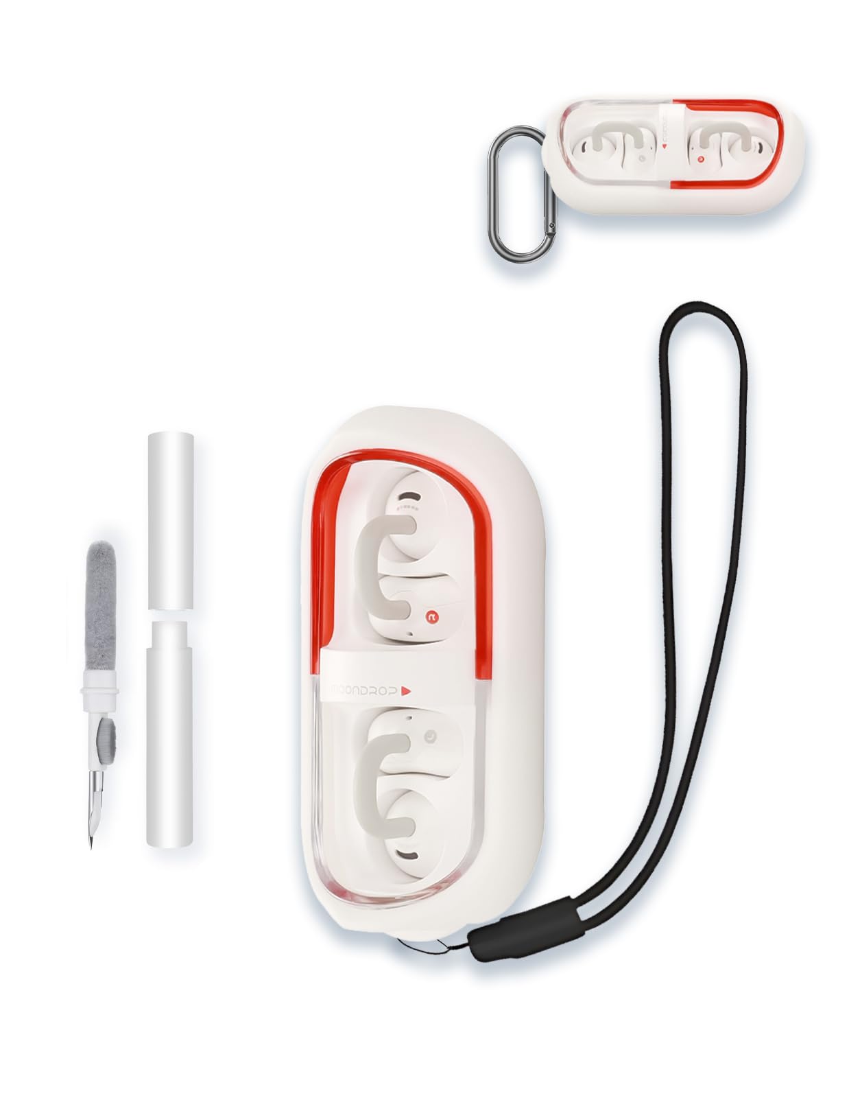 Case for Moondrop Pill True Wireless Noise Cancelling Earphones, WUNIAK Soft Silicone Protective Portable Scratch Shock Resistant Shell with Cleaner