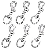 Swivel Snap Hooks, Hanlongyu Metal Heavy Duty Dog Leash Clasp Stainless Steel, Multipurpose Keychain Clip Spring Pet Buckle for Linking Collar, Chain, Crafts Project (6 pcs) 6pc Silver Hooks 3X1inch