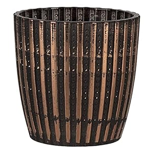 Clayre & Eef Glazen Theelichthouder Ø 7 * 7 cm Zwart Glas Rond Waxinelichthouder Windlichthouder Waxinelichthouder Windlichthouder