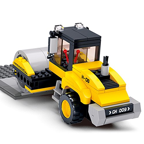Sluban Vehicle Blocks Engineering Bricks Toy – Single Steel-Wheeled Street Roller