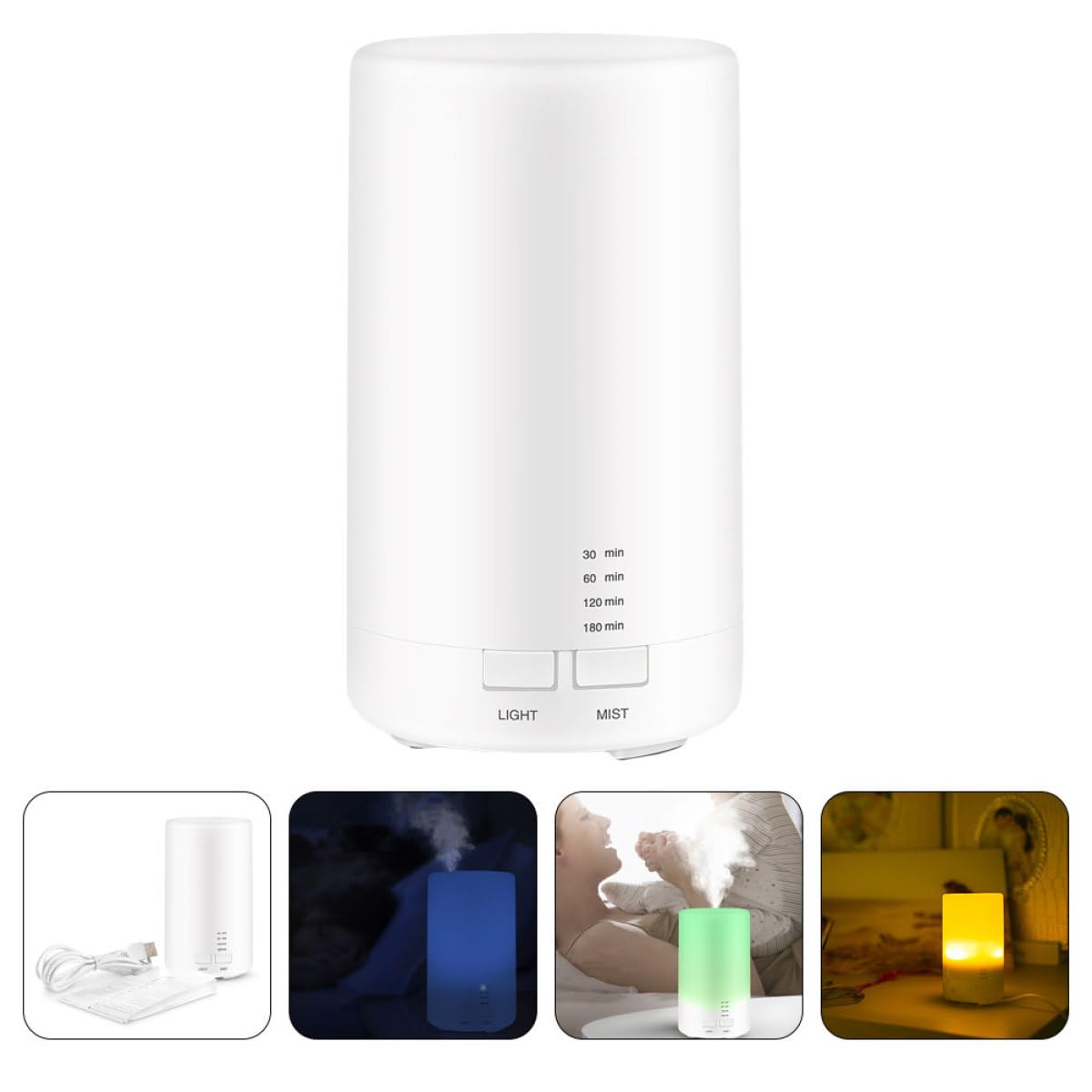 Difusor de Aroma USB Silencioso 70ml Blanco PP para Aromaterapia