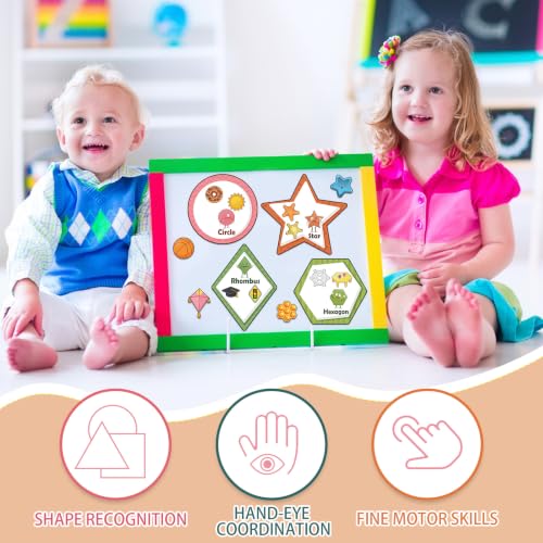 Image of Blosssound 10 Set Magnetic Shape Sorting for Toddler Matching Games Magnet Sorting Mats 30 Everyday Objects Magnets Pieces Learning Toys for Child Learning Shape Game Preschool Classroom (Boho)