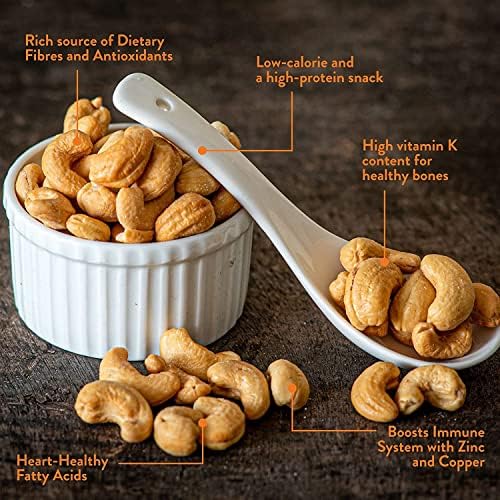 STOCK'D Roasted and Salted Cashews - 500g, Whole Cashew Nuts Perfect for Snacking with No Preservatives in Reusable PET Jar