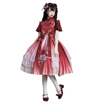 Amazon.co.jp: ゴスロリ 中華風 ロリータ ワンピース チャイナ