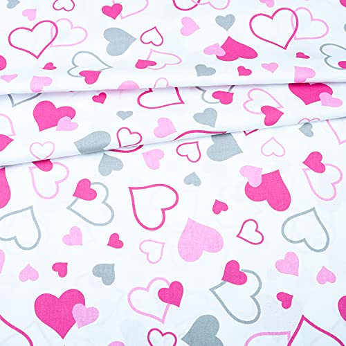 Erstklassiger Baumwollstoff 0,5lfm, 100% Baumwolle, modische Muster, Breite 160cm - rosa Herzen Love Cover