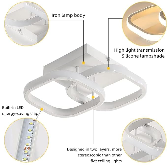 Image of 22W Modern Ceiling Light LED Acrylic Minimalism Square LED Ceiling Lamps for Hallway Office Bedroom Kitchen Living Room Ceiling Lights,Gu4