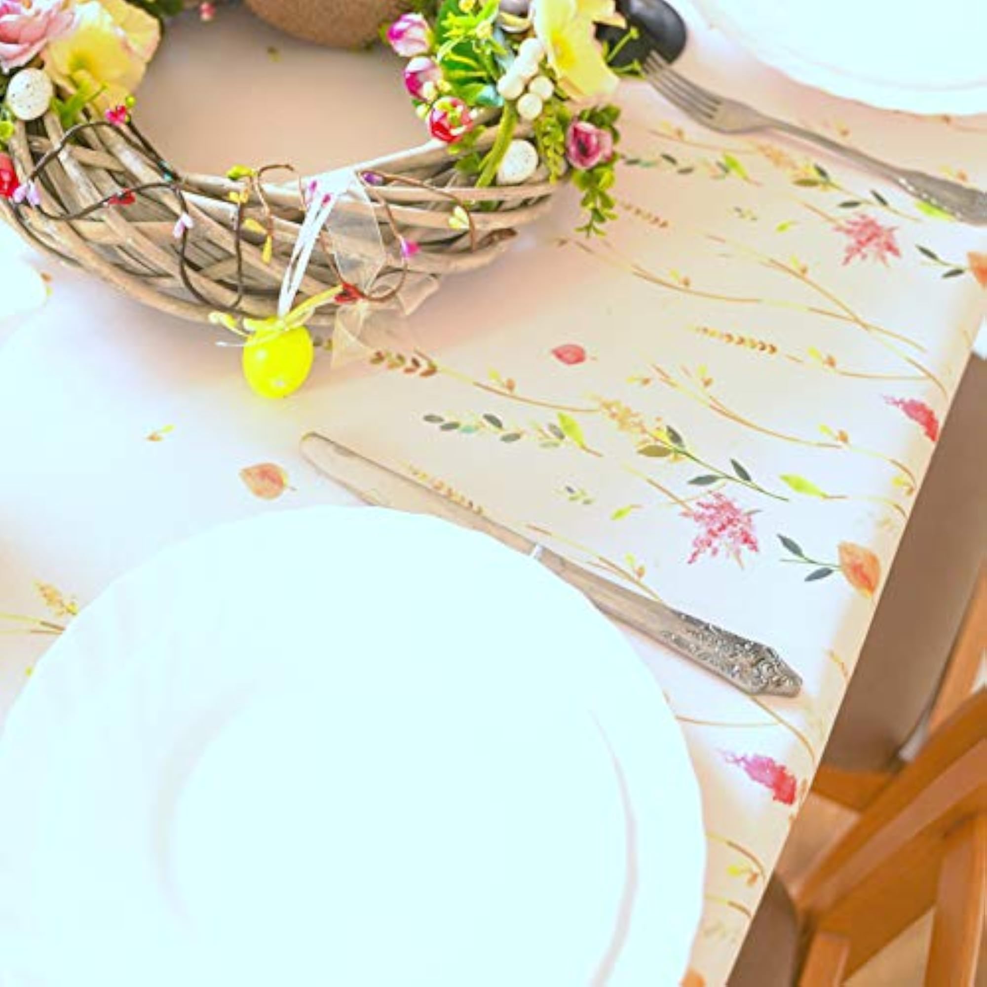 Finest Floral Coloring Rectangle Fall Tablecloth, Non-Iron Stain Resistant