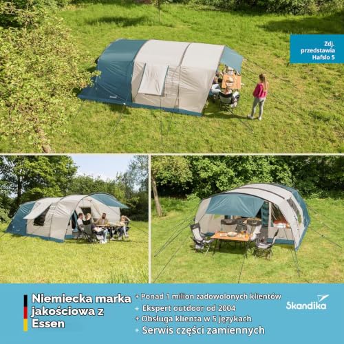 Skandika Hafslo 4 Sleeper Protect namiot tunelowy, na kemping, dla 4 osób, wodoszczelny, wszyta podłoga namiotu, z 5000 mm słupa wody, przedsionkiem i ciemną kabiną sypialną, namioty, namiot rodzinny