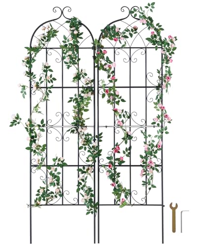 VEVOR Enrejado de Metal para Plantas Trepadoras 51 x 180 cm Soporte para Rosas Trepadoras 2 Piezas Arco para Enredaderas Soporte para Pepinos Decorativo para Clemátides para Patio, Césped, Jardín
