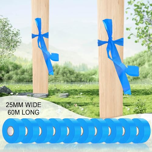 10 Pack Blue Flagging Tape, Non-Adhesive Plastic Ribbon Neon Marking Roll, 1inch*2000ft, Marking Tape for Tree Marking, Hunting, Boundaries and Hazardous Areas,Trail Marking - Thumbnail 3