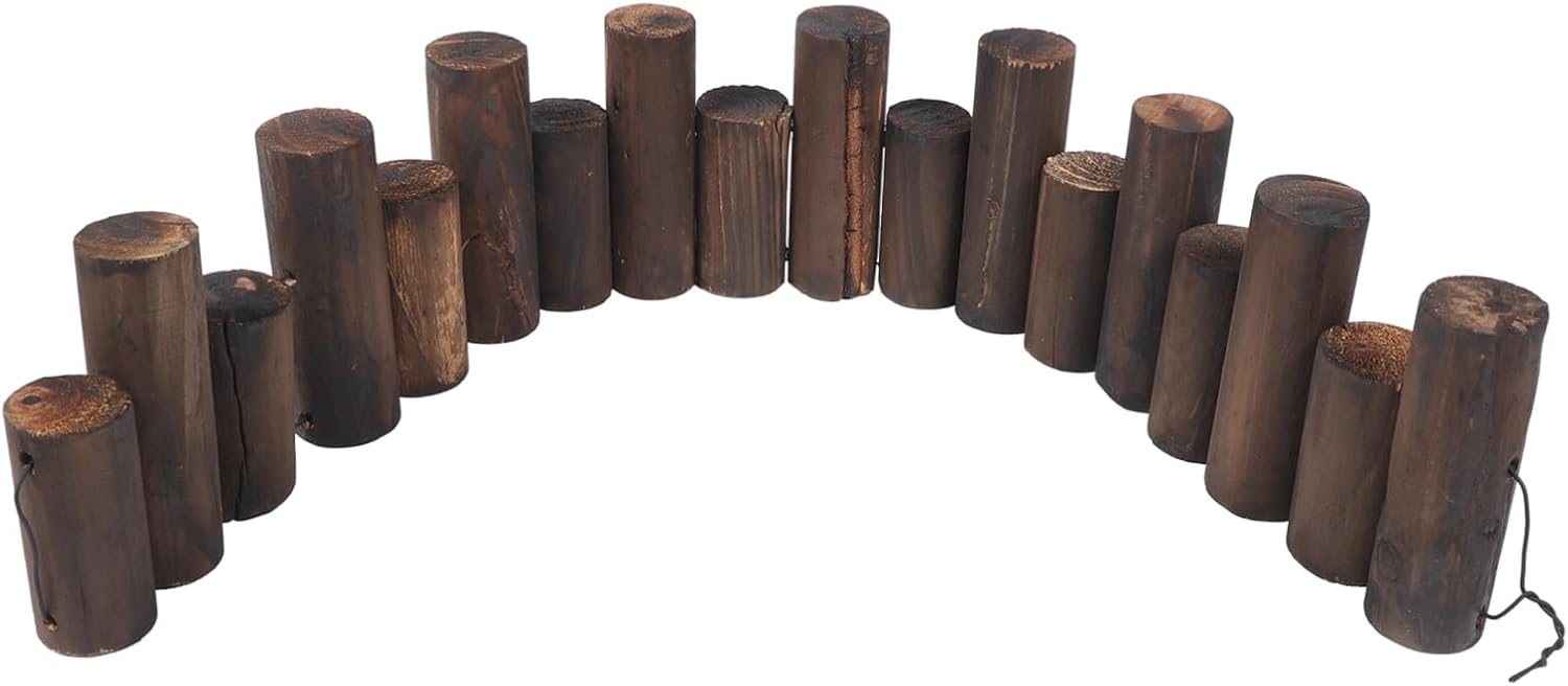 Outdoor Carbonized Wood Garden Fence Decorative Courtyard Lawn Barrier Rustic Pastoral Style DIY Stable Wooden Fence Panel for Outdoor Landscaping