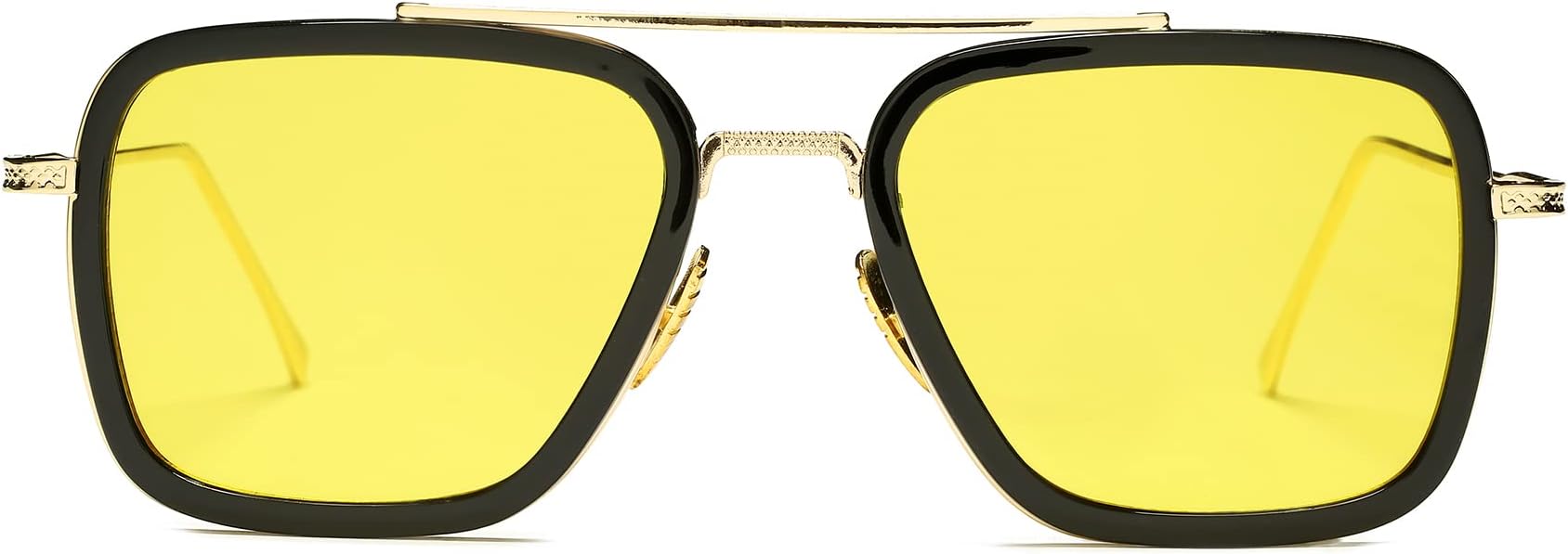 Tony Stark Sunglasses Vintage Square Metal Frame Eyeglasses for Men Women - Iron Man and Edith Sun Glasses