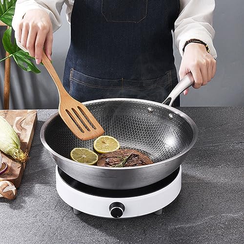 Wok de acero inoxidable Luxshiny con diseño de panal y antiadherente miniatura 4