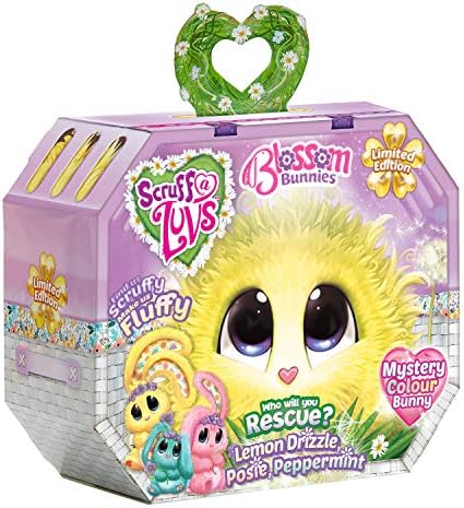 Worlds Apart Scruff-a-Luvs Blossom Bunnies - Rescue Pet Soft Toy - Limited Edition Rabbit (Pink, Yellow or Green) - Styles May Vary