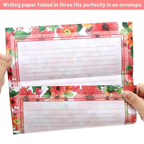 Stationery Paper 48 Pcs And Self-Sealing Envelopes 24 Pcs Floral Writing Letter Stationary Both Sides 11" X 8.5" #TOP7