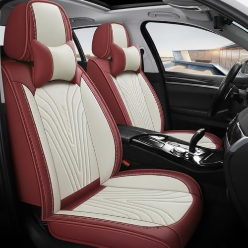 VALCLA Housses Siège Voiture pour BMW 5 Series E34 1988-1995, Ensemble Complet 5 Places Avant Arrière, Cuir Imperméable Antidérapant Anti-Usure Accessoires,B Red – vue 2