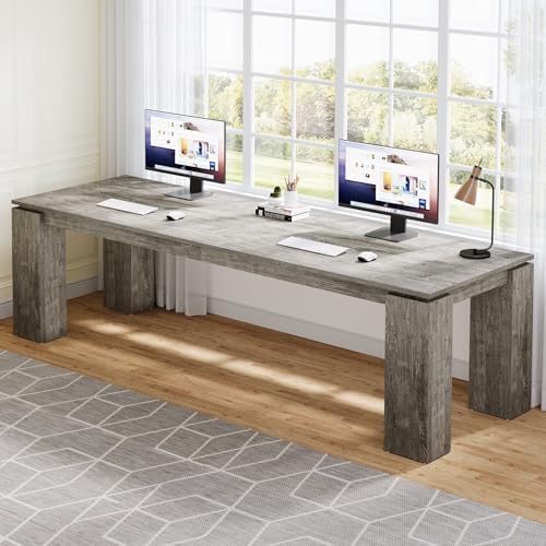 Tribesigns 86-Inch Wood Two-Person Office Desk, Modern Double Computer Desk, Extra Long Workstation Table for Home Office
