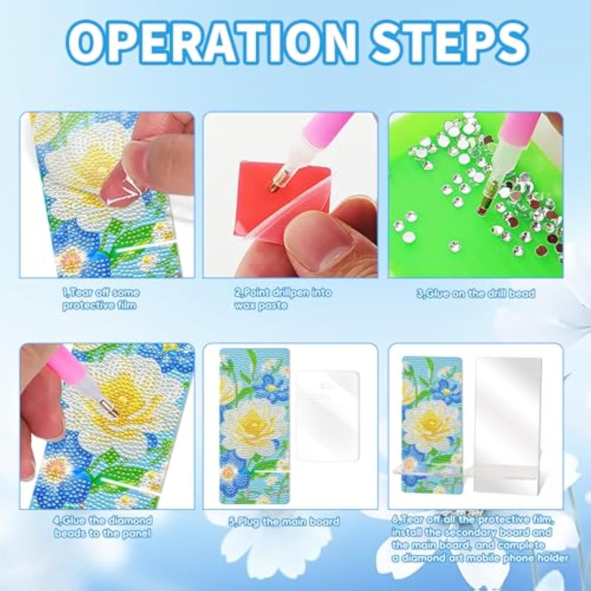 2 Pack Diamond Painting Phone Stand, DIY Crystal Holder