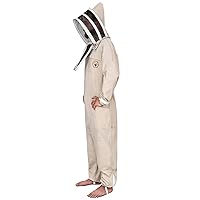 Vista 2 de Suit-111 Traje de apicultura profesional con protección total, velo de esgrima de seguridad de algodón transpirable (grande, caqui)