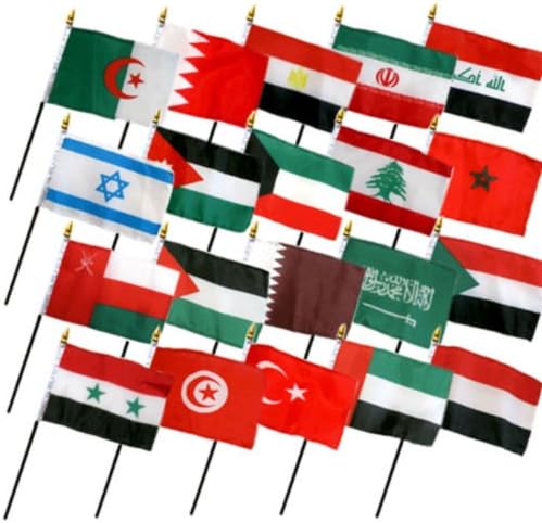 Set of 20 Middle East Eastern Countries 4''x6'' Desk Table Stick Flag (No Bases) - Party Decorations Supplies For Parades - Prime Outside, Garden, Men Cave Decor Flag