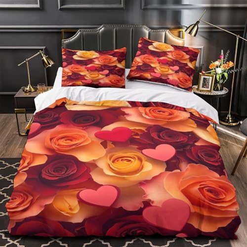 Housse de couette roses romantiques impression 3D hypoallergénique - 2