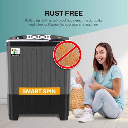 Image of VW 7.5 kg 5 Star Aqua Spin Semi Automatic Top Load Washing Machine AquaSpin0075P (Black)