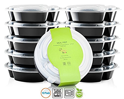 Chef' S STAR 3 vano riutilizzabile, contenitori per alimenti con coperchi  737,1 gram  senza BPA  adatto al microonde  lavabile in lavastoviglie  impilabile  10 pezzi