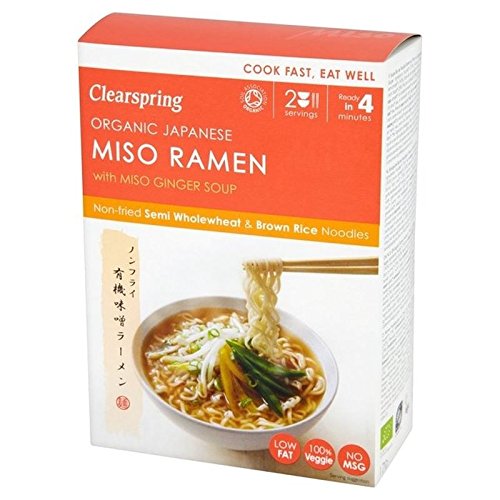 Clearspring Organic Japanese Miso Ramen Noodles with Miso Ginger Soup 170g - Pack of 6