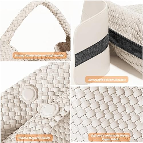 Image of Geelyda Woven Tote Bag for Women with Purse, Fashion Shoulder Hobo Underarm Bags, Large Woven Handmade Work Commuter Day Bags