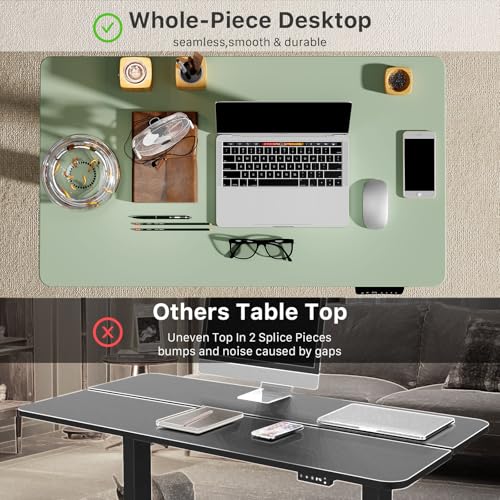 Image of JOY worker Small Electric Standing Desk, 35 inch x 20 inch Whole Piece Height Adjustable Desk with Memory Controller, Green Sit to Stand Workstation for Home Office