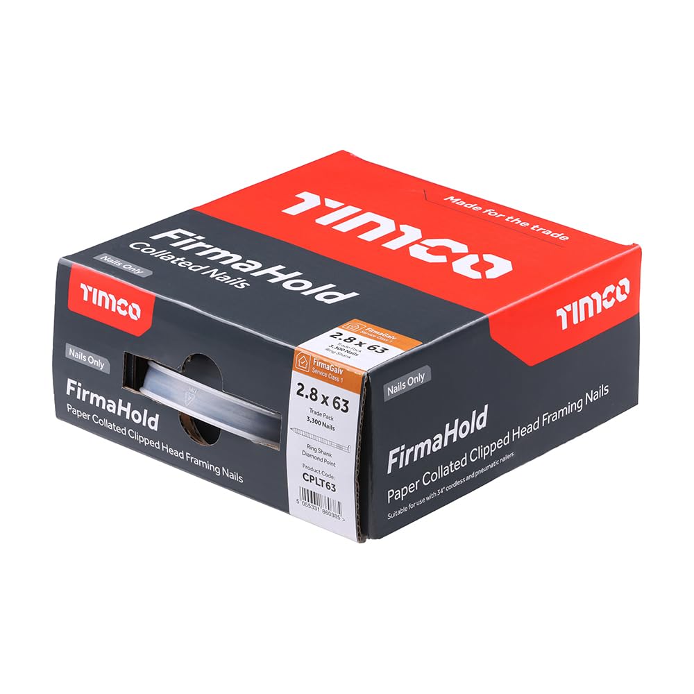 Firmahold Gun Nails Without Gas Framing fit Paslode IM350 + 50mm 63mm 75mm 90mm (FirmaGalv+, 2.8x50-3300 pcs)