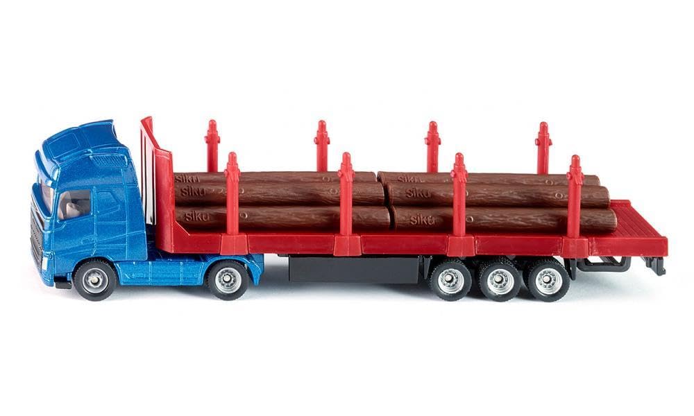 siku 1659, Log Transporter, 1:87, Metal,Plastic, Blue,Red, Incl. tree trunks