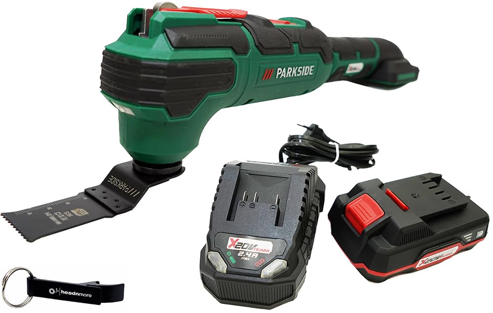 HEADNMORE® Bundle – PARKSIDE® akumulatorowe narzędzie wielofunkcyjne 20 V PAMFW 20 + breloczek do kluczy (w zestawie akumulator 1 x 2 Ah)
