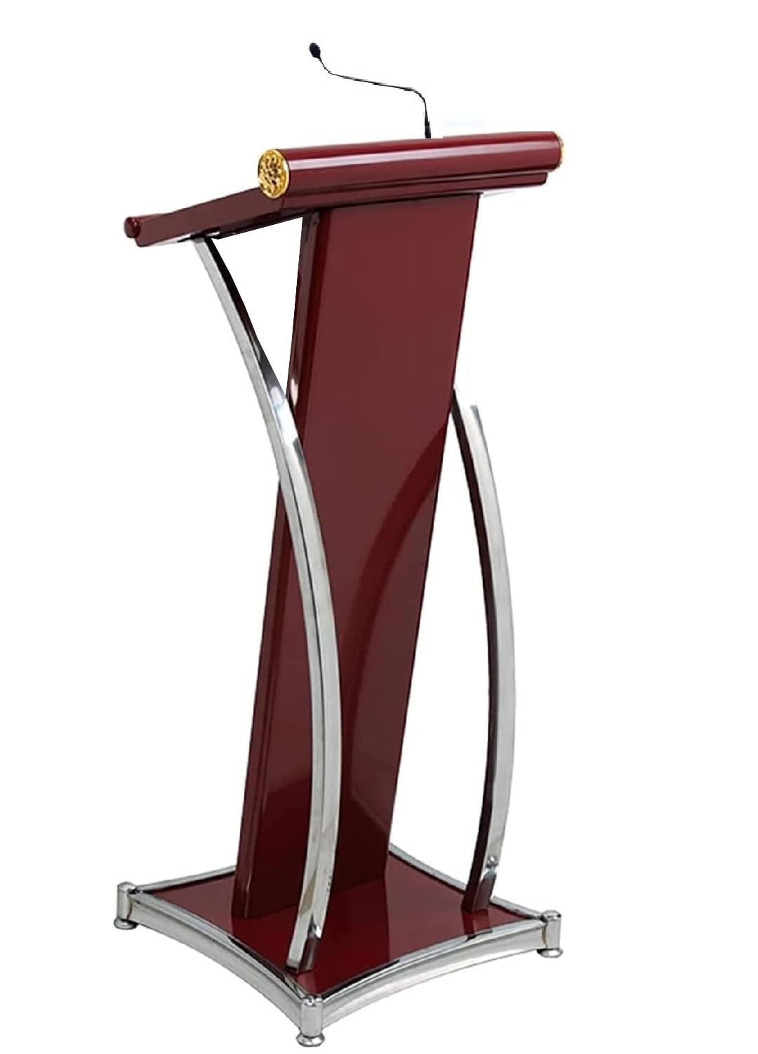 Heavy-Duty Rose Wood Steel Podium with Mic/ Lectern Stand for Church/Teachers conferences, seminars, schools, colleges, and universities and public events/ Office by OEM with 2yrs warranty