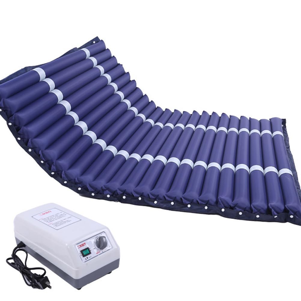 Materasso Antidecubito Largo 120cm con Compressore Silenziato,Materassino Antidecubito A Pressione Alternata,Materasso Antidecubito per Anziani Ad Aria Impermeabile,Navy blue,1.2m